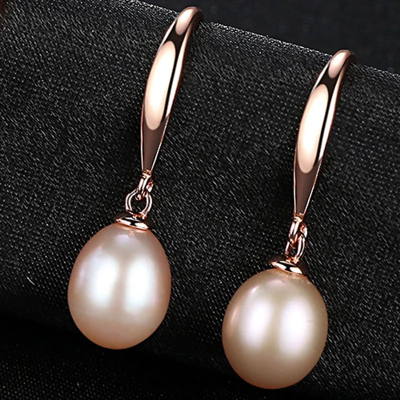 925 Sterling Silber Roségold Ohrhänger Für Frauen Süßwasserperlen Ohrringe Hochzeitsschmuck Weiß Rosa Lila