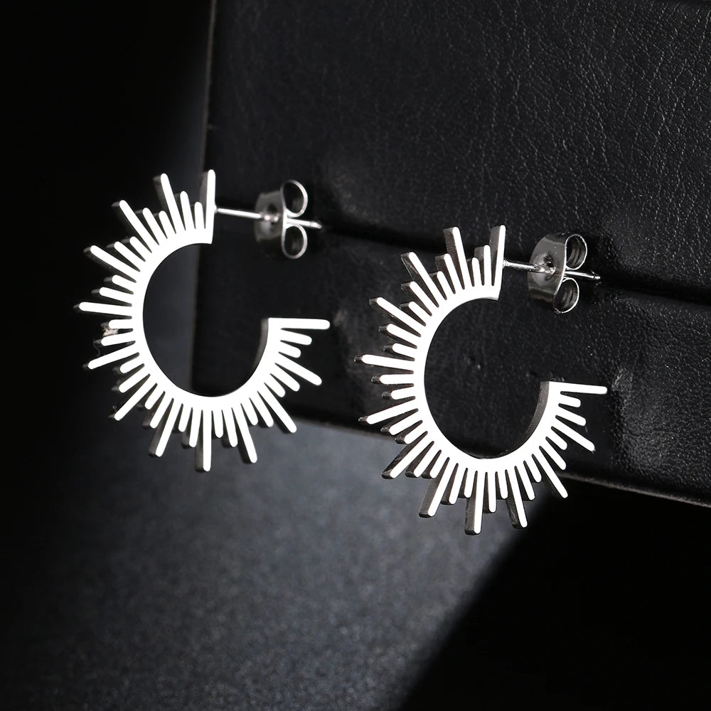 Edelstahl Schmuck Geometrische Ohrringe für Frauen Beste Halbkreis Stachelige Femme Charme Ohrringe Party Beste Hochzeitsgeschenke