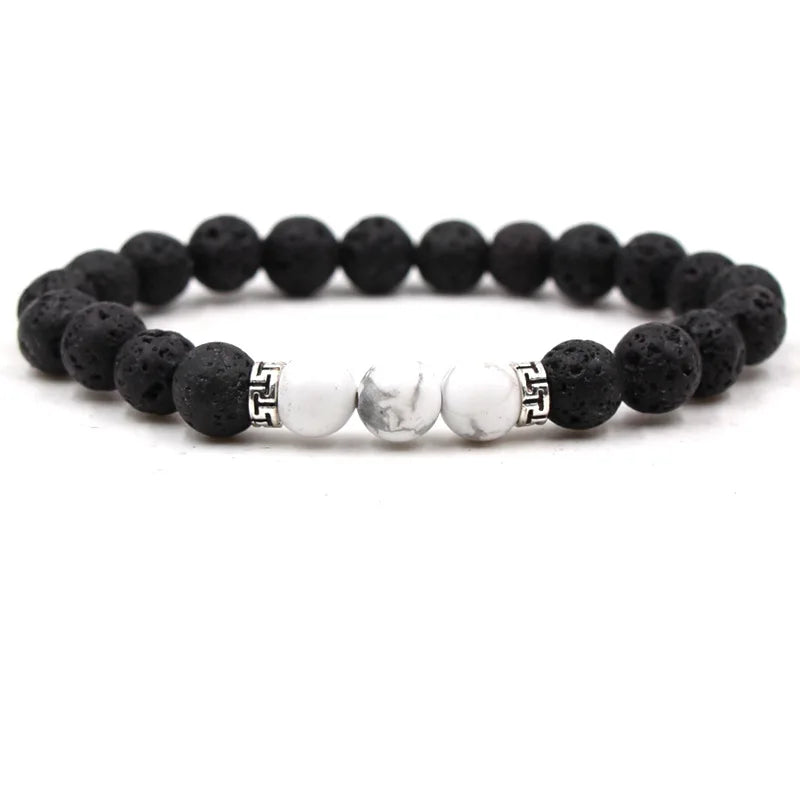 8MM Naturstein Perlenarmbänder für Frauen Männer Paar Lavagestein Heilung Balance Perlen Reiki Buddha Chakra Armreif Schmuck