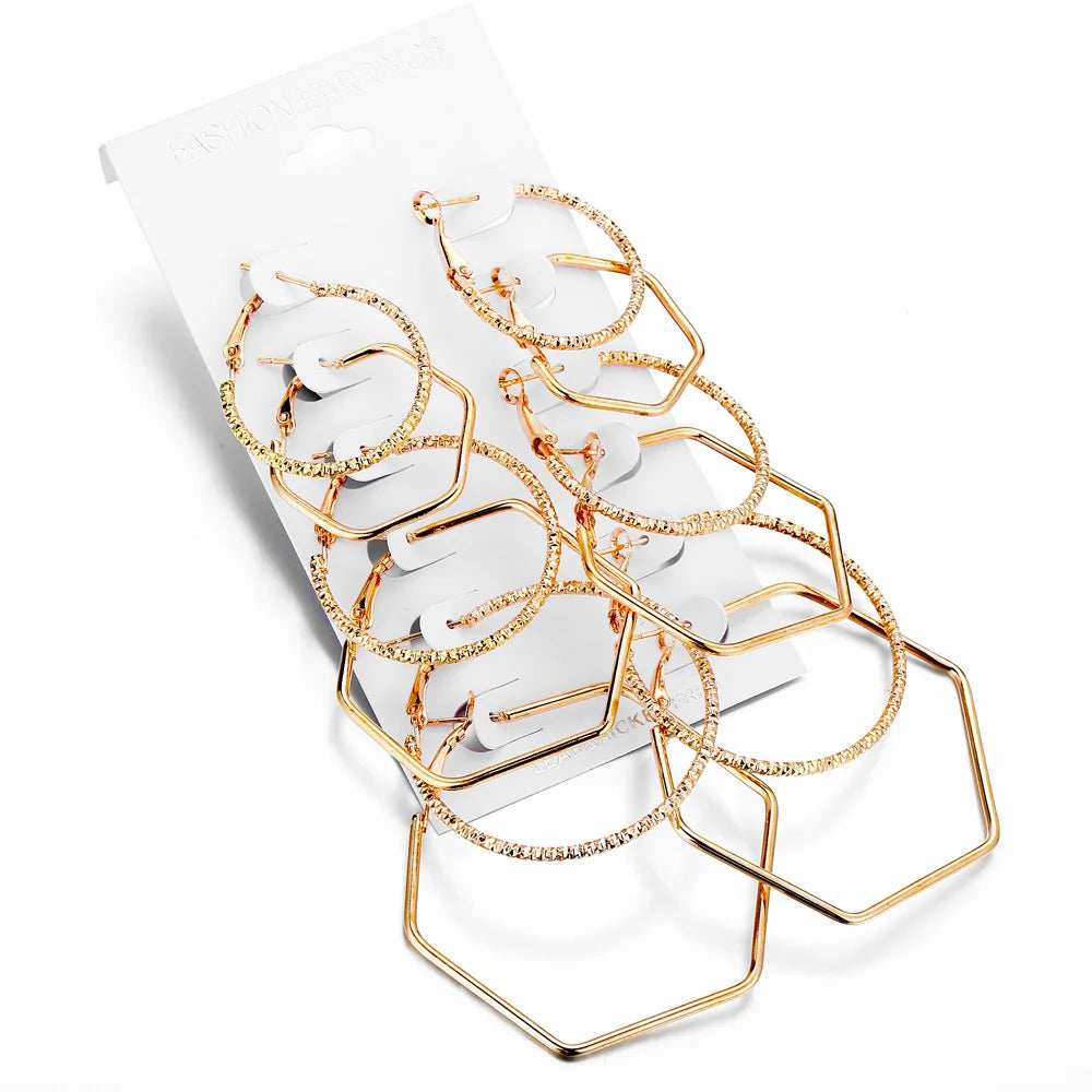 Modische, hyperbolische Creolen für Frauen, gold-silberfarben, kleine, große Polygon-Kreis-Ohrringe, weiblicher trendiger Schmuck als Geschenk