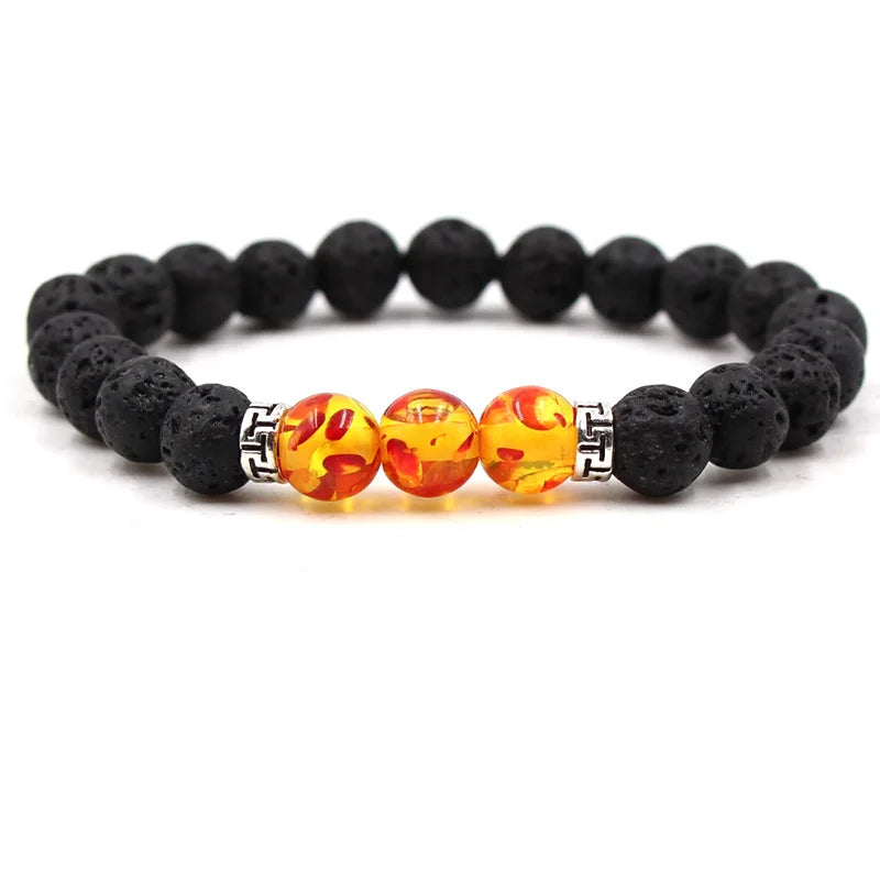 8MM Naturstein Perlenarmbänder für Frauen Männer Paar Lavagestein Heilung Balance Perlen Reiki Buddha Chakra Armreif Schmuck