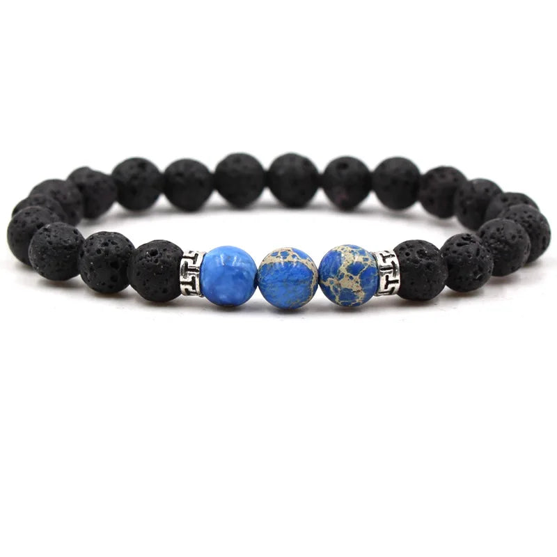 8MM Naturstein Perlenarmbänder für Frauen Männer Paar Lavagestein Heilung Balance Perlen Reiki Buddha Chakra Armreif Schmuck