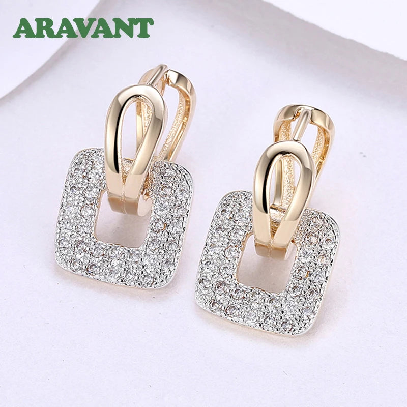 Aravant 925er Silber 18K Gold Quadratische Creolen für Damen Hochzeitsfeier Modeschmuck