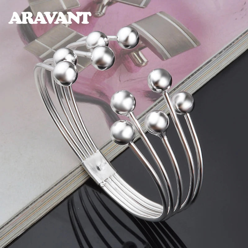 Aravant 925 Sterling Silber Mehrzeiliges Perlen-Armband für Damen, Hochzeitsschmuck Geschenke