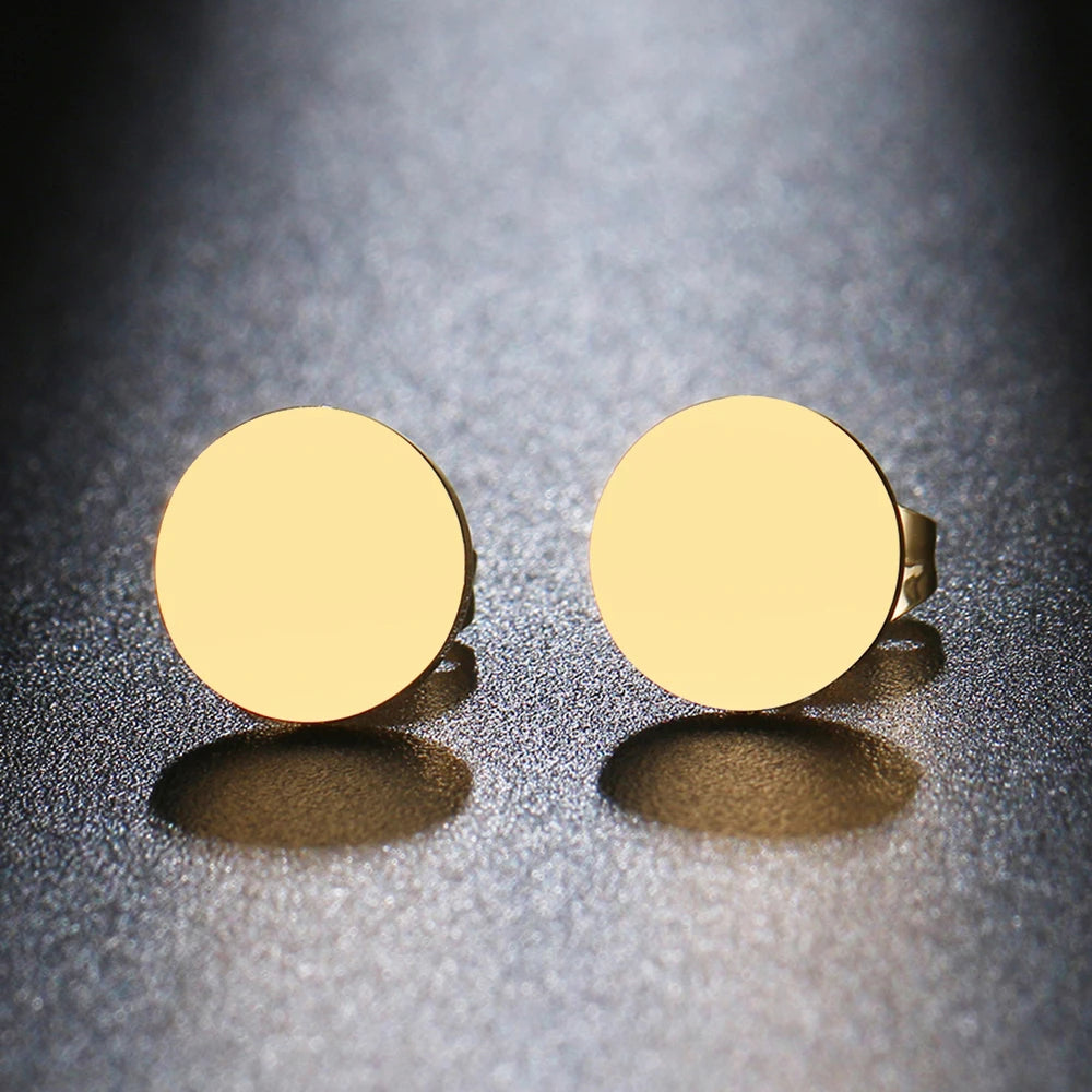 Edelstahl-Ohrringe, minimalistisch, rund, modische Ohrstecker, klassische, schlichte Ohrringe für Damen, Schmuck für Hochzeiten und Partys 2022