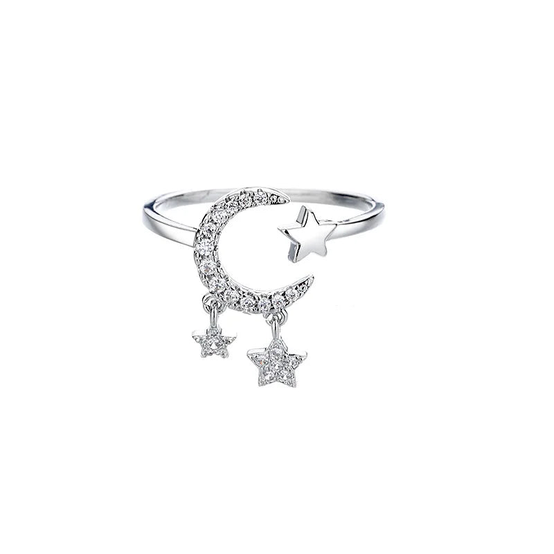 VENTFILLE 925er Silber Mond Quaste Öffnung Weiblich Mode Ins Ring
