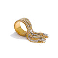 Yhpup Statement Stainless Steel Chain Tassel Finger Ring Adjustable 18K PVD Plated High Quality Charm Stylish Golden Jewelry