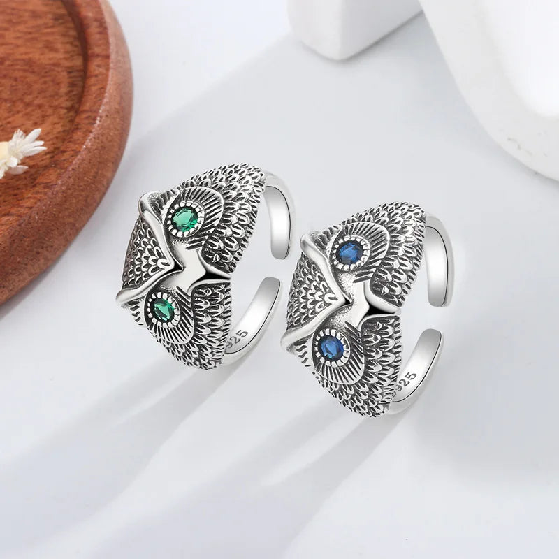 925 Sterling Silber Eule Zirkon Offene Ringe Für Frauen Hochzeit Verlobung Luxus Schmuck Accessoires Großhandel Schmuck