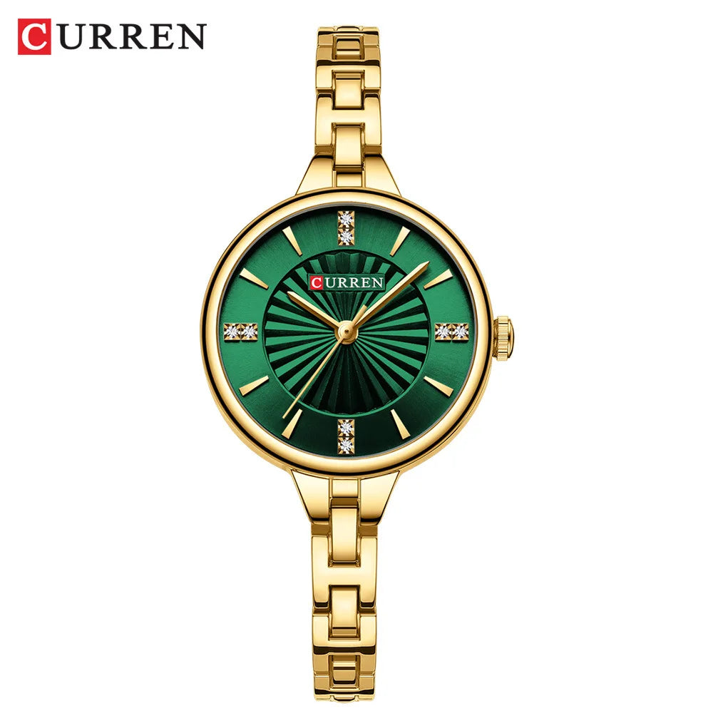 CURREN 9097 Top Brand Women's Quartz Watch Fashion Casual Gold Silver Waterproof Stainless Steel Strap Women's Elegant Watch