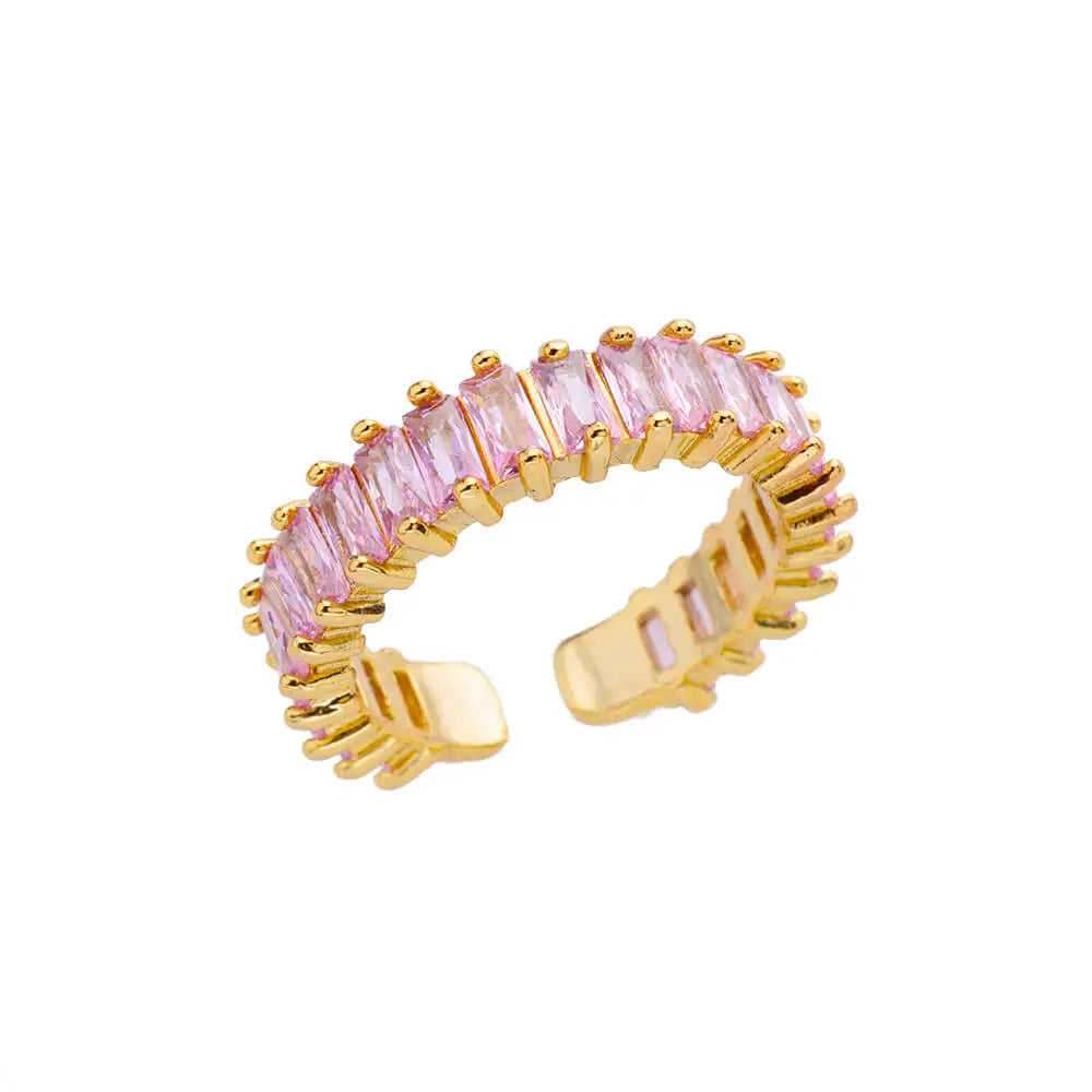 Pinky Zirkon Ring für Damen Edelstahl Goldfarben Ring 2025 Trend Paar Wasserdicht Ästhetisch Hochzeit Y2K Schmuck Anillos