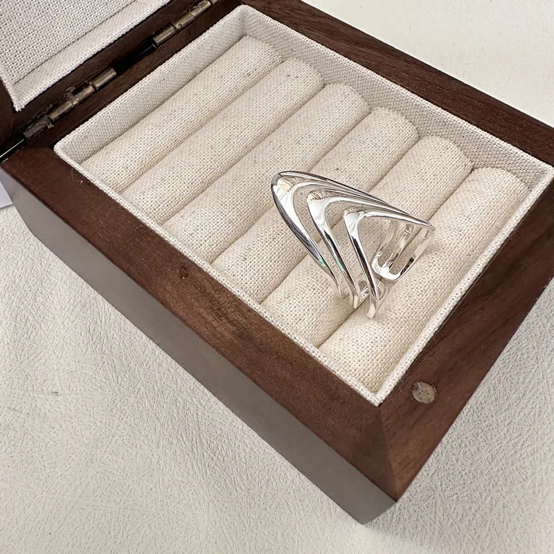 925 Sterling Silber Dreischichtige Kleider Einfache Ringe Für Frauen Paar Luxus-Qualitätsschmuck Schöne Accessoires Geld 925