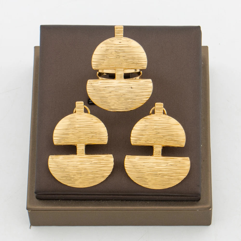 Afrikanisches Goldschmuckset für Damen, Landkarten-Design, Clip-Ohrringe, Fingerring, 2-teiliges Set für Hochzeiten, Braut-Ohrring-Schmuckset