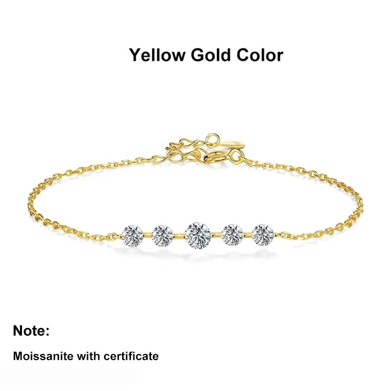 NeeTim Voll-Moissanit-Armbänder für Damen, S925 Sterlingsilber, im Labor hergestellte, diamantbeschichtete Goldarmbänder, Hochzeits- und Geburtstagsfeier-Schmuck
