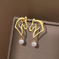 Edelstahl Ohrringe 2022 Trend Exquisite Linien Pferde-Design Perlenanhänger Ohrringe für Damen Schmuck Party Geschenke NEU
