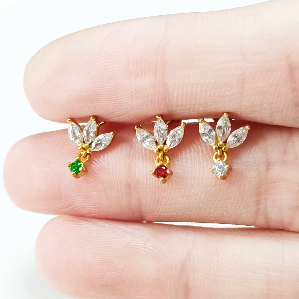 Blitz Innengewinde Labret Piercing Krone Biene Blumen Knorpel Ohrring Tragus Conch 316L Edelstahl Körperschmuck