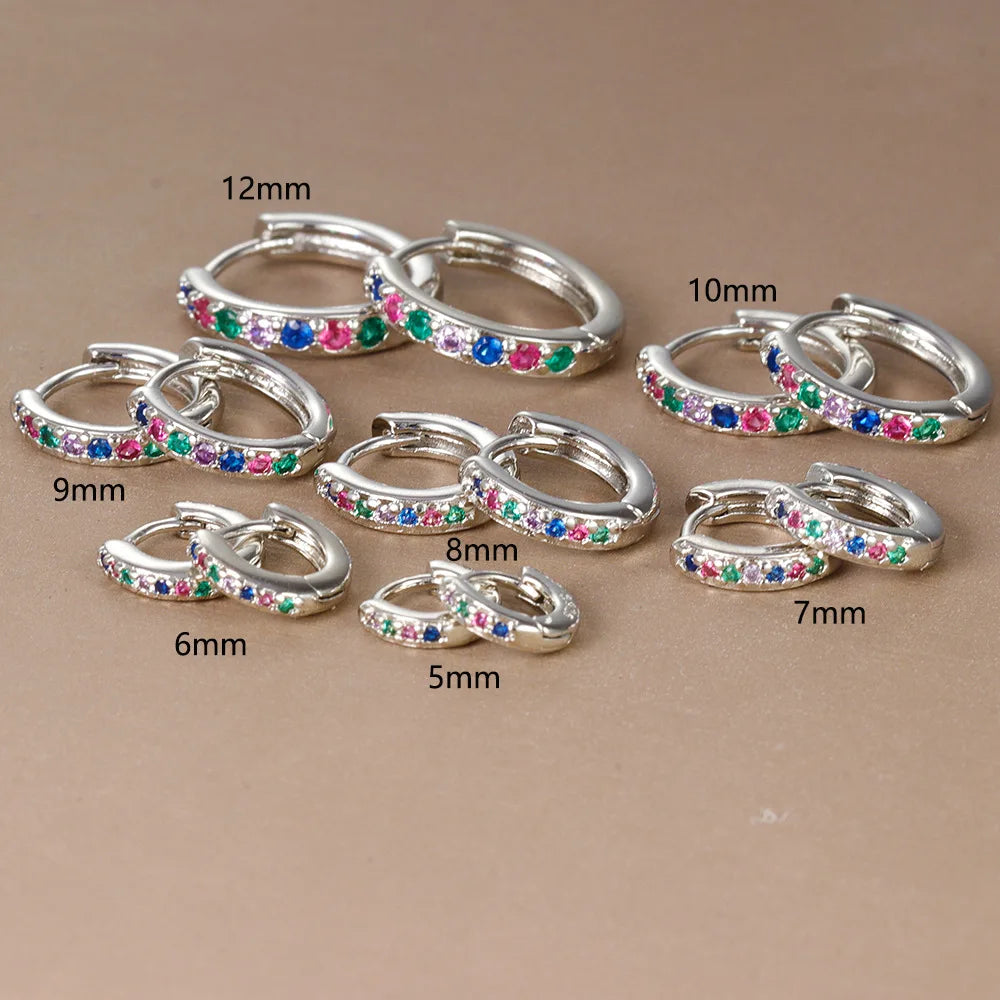 2 Stück Edelstahl Minimal Kristall Zirkonia Creolen Gold Silber Farbe Kleine Huggie Knorpel Ohrring Piercing Schmuck