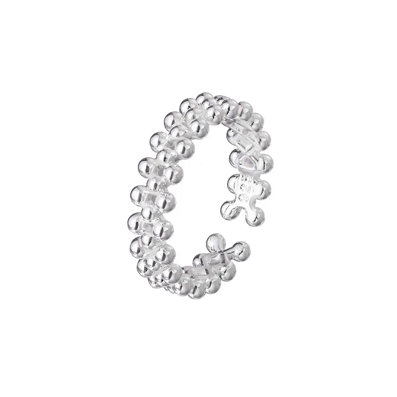 925 Sterling Silber Zweischichtiger Kugel Offener Ring Für Damen Hochzeit Luxus Qualität Schmuck Zubehör Schmuck Argent 925
