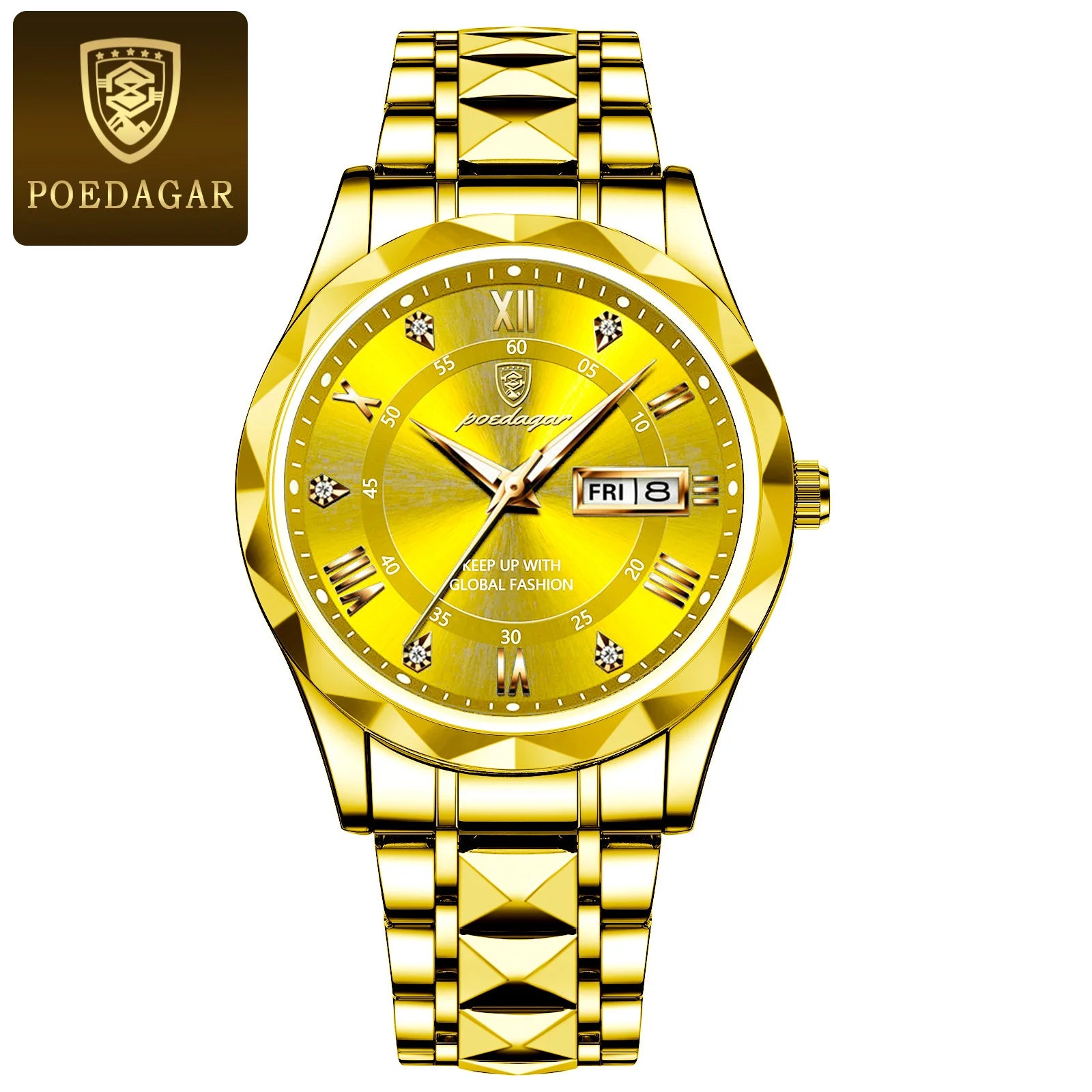 POEDAGAR Relojes de Lujo para Hombre, Impermeables de Acero Inoxidable, Luminosos, Reloj de Pulsera para Hombre, Fecha, Semana, Deportivo, Reloj de Cuarzo para Hombre, Reloj