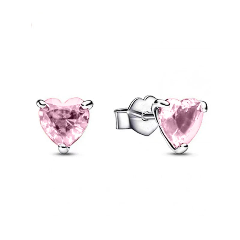 Neue S925 Silber Herz-Stein-Ohrstecker geeignet für Valentinstag, Muttertag, Jubiläumsgeschenk DIY Charm-Schmuck