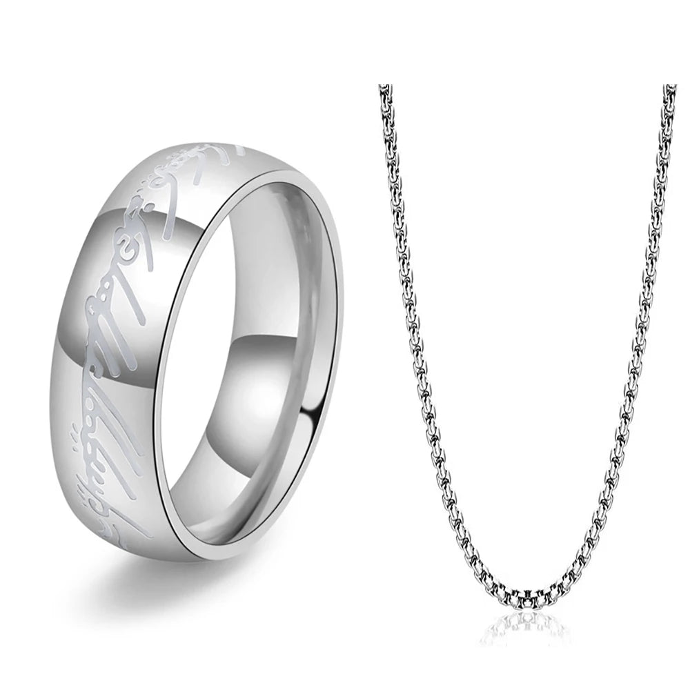 2024 Neuer Trendiger Einfacher 3D Geschnitzter Glaubensring Edelstahl Paar Farbig Plattierte Kettenringe Retro Herrenschmuck Geschenke Custom