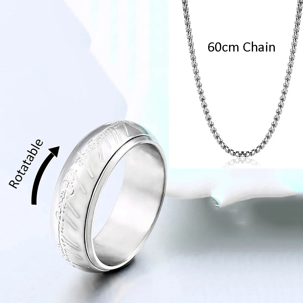 2024 Neuer Trendiger Einfacher 3D Geschnitzter Glaubensring Edelstahl Paar Farbig Plattierte Kettenringe Retro Herrenschmuck Geschenke Custom
