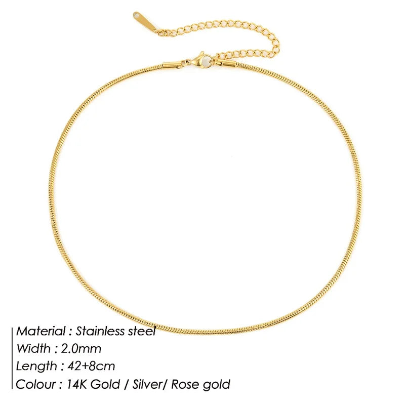 SUNIBI Stainless Steel Necklaces for Women Gold Color Basic Punk Link Chain Necklace Solid Metal Jewelry Wholesale/dropshipping