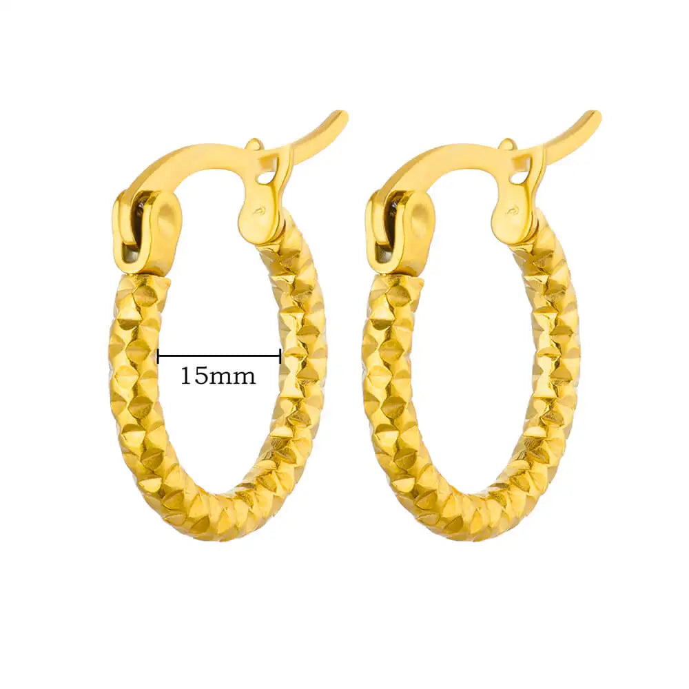 Vintage Runde Edelstahl Creolen für Damen Vergoldete Ohrringe 2023 Trend Statement Ohrschmuck Weihnachtsgeschenk