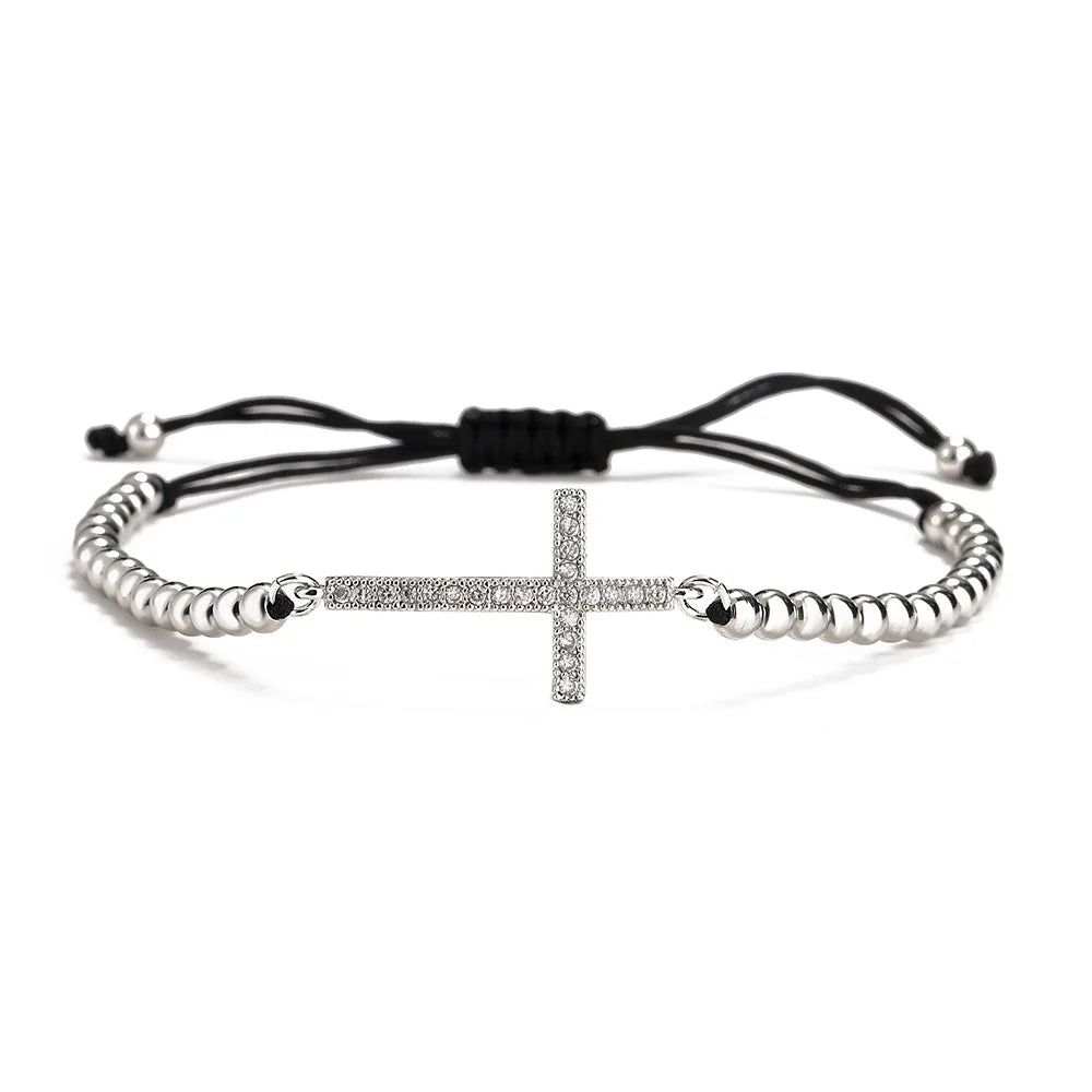 NEWBUY Klassische AAA+ Zirkonia Kreuz-Anhänger Armbänder für Frauen Verstellbare Kupferkette Armband & Bangle Dropship Schmuck