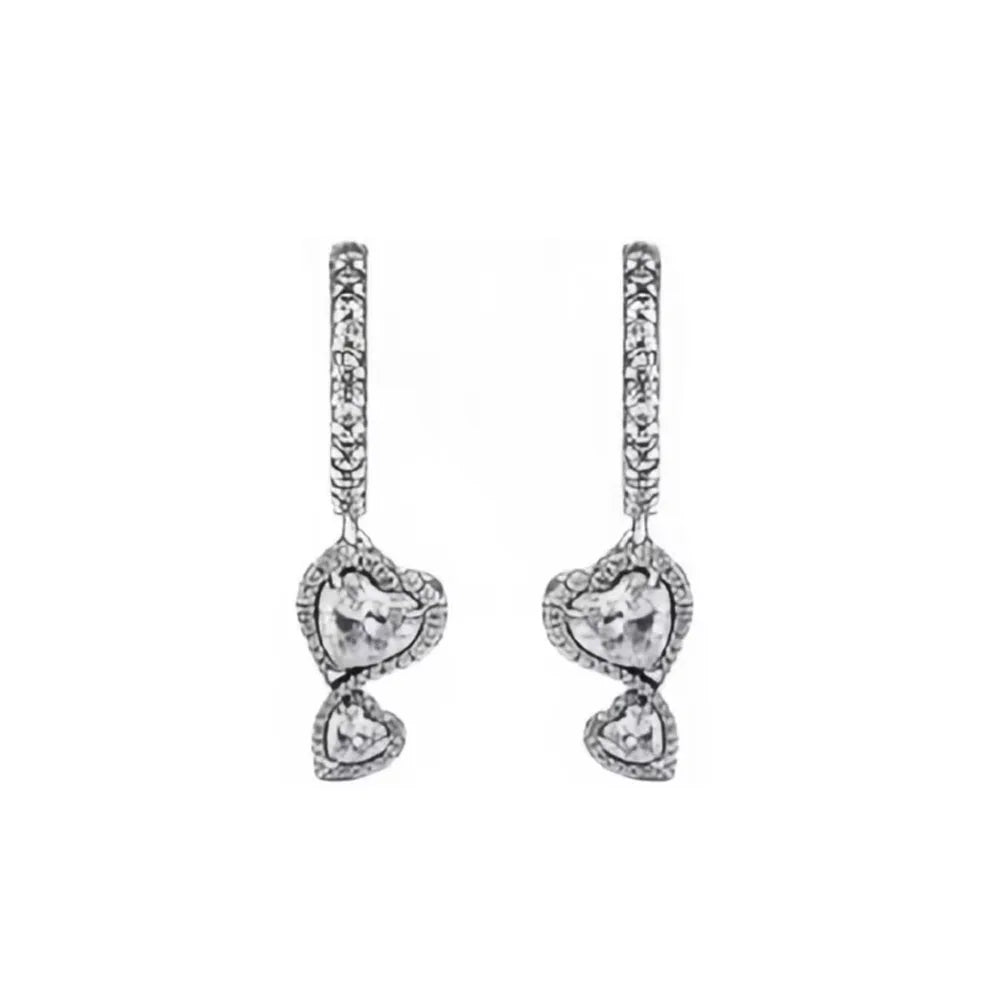 Pendientes de tuerca europeos nuevos de plata 925 con piedra blanca y rosa, lazo rojo, aptos para mujer, festival, exquisitos abalorios de joyería, regalos