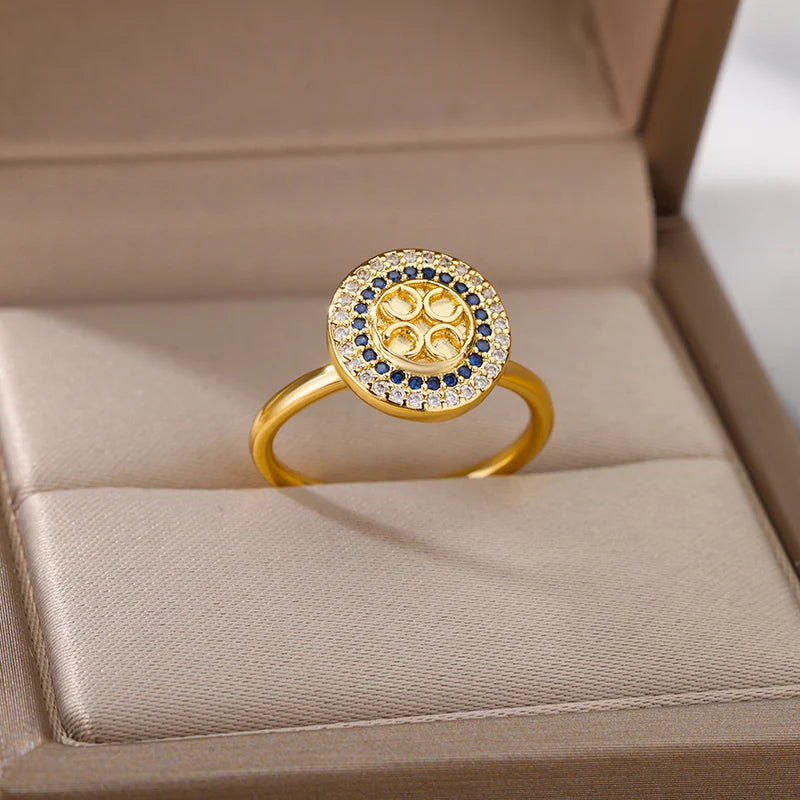 Fashion Angst Ring Spinner Ringe Für Frauen Edelstahl Gold Farbe Runde Rotary Anti Stress Fidget Ring Party Schmuck Geschenk