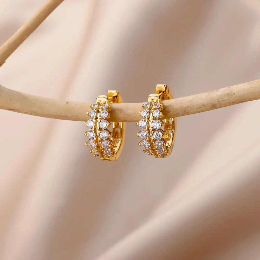 Zirkonia U-förmige Ohrstecker für Frauen, Edelstahl, geometrische Ohrringe, Schmuck, Hochzeits-/Geburtstagsgeschenk