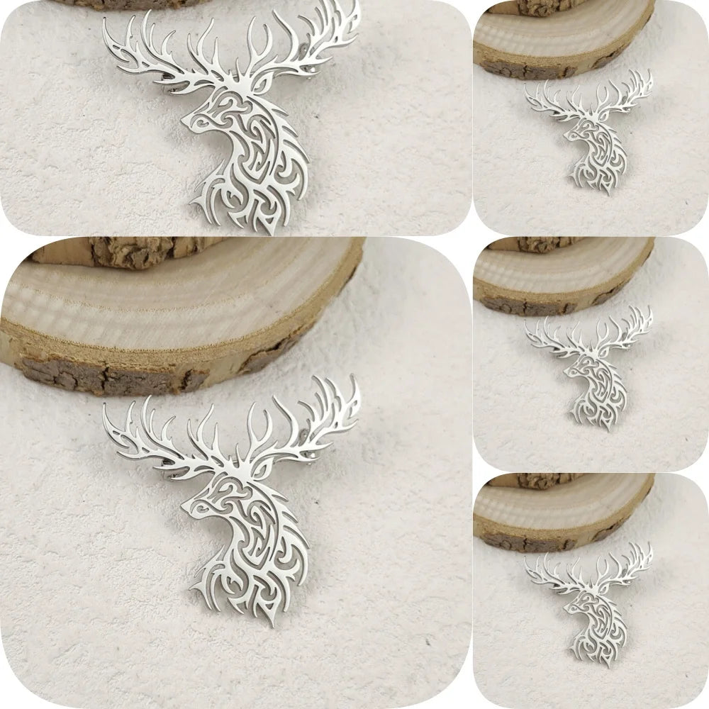 Creative punk style hollow sika deer stainless steel gold-plated 18K brooch, black suit accessories, wedding matching set