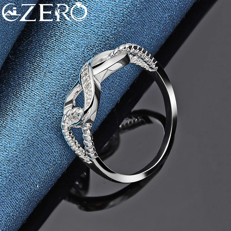 ALIZERO 925 Sterling Silber Zirkon 8-Form Ring für Frauen Eheringe Verlobungsband Ewiges Manifest Schmuck Paar Geschenk