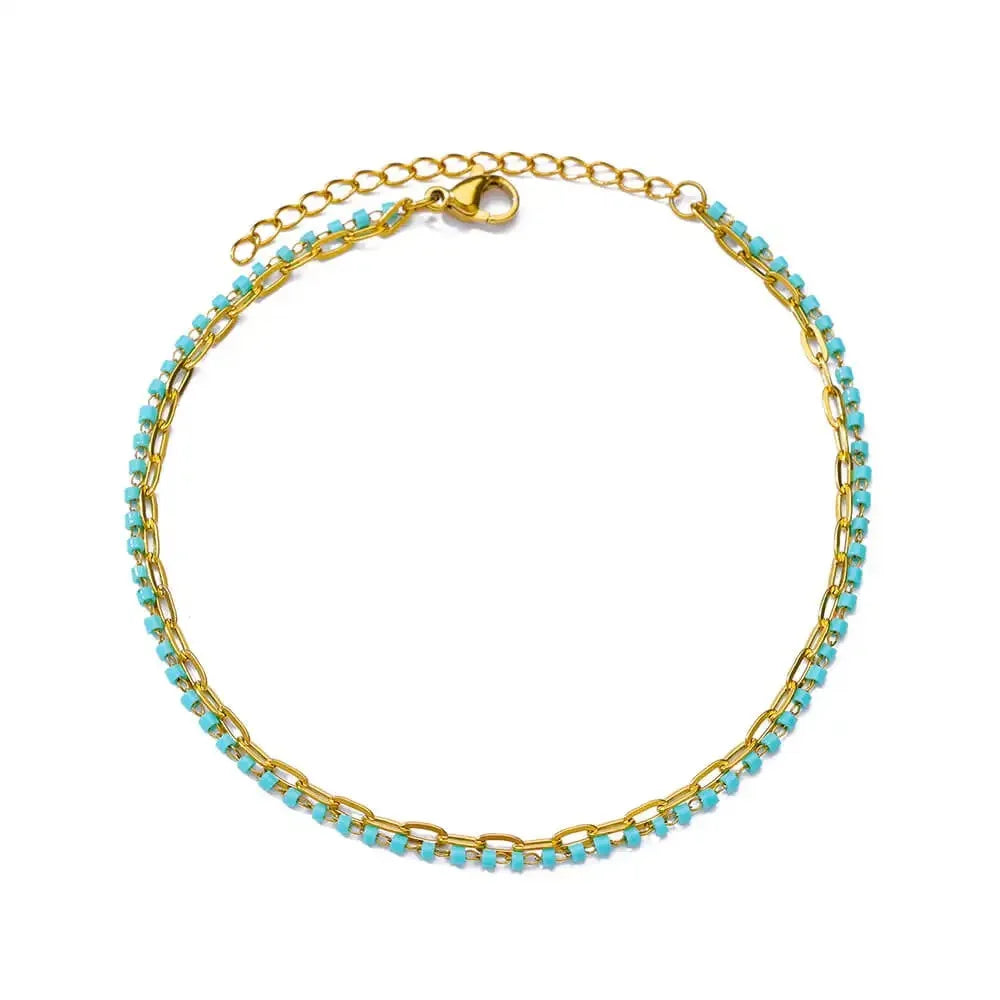 Tobilleras Boho Drops para mujer, tobillera de acero inoxidable chapada en oro, regalo de joyería estética de lujo para boda
