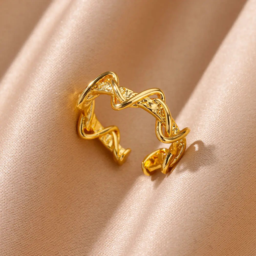 Edelstahl Rose Blume Ringe für Frauen Vintage Hohl Herz Fingerring Ästhetischer Schmuck Geschenke anillos mujer