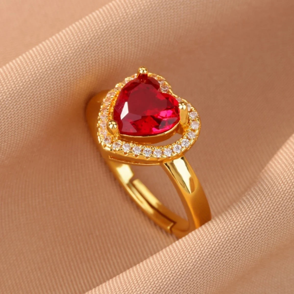 Bunter Zirkonia-Ring für Damen, Edelstahl, goldfarben, offener Ring, Vintage-Boho-Hochzeitsfeier-Schmuck, Geschenk-Accessoires