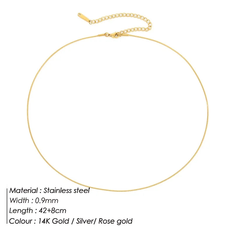 SUNIBI Stainless Steel Necklaces for Women Gold Color Basic Punk Link Chain Necklace Solid Metal Jewelry Wholesale/dropshipping