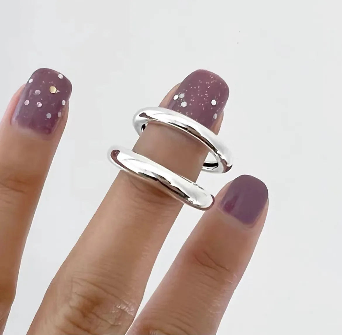 VENTFILLE 925 Sterling Silber Ringe Neue Mode Party Schmuck Vintage Charme Doppelschicht Geometrische Nageldesign Accessoires Geschenke