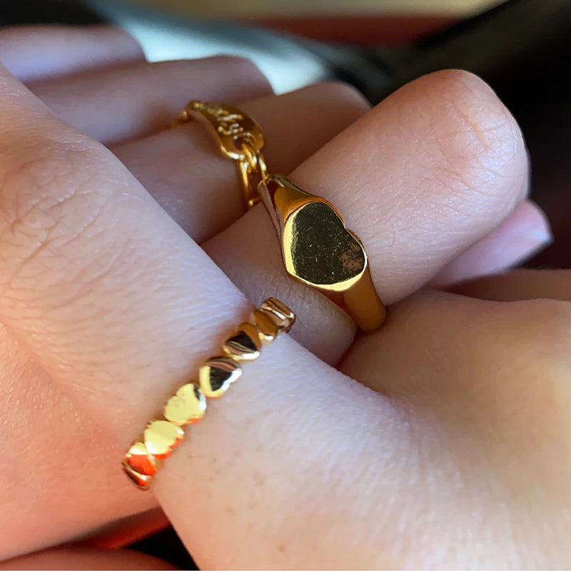 Edelstahl Herzringe für Frauen Heiratsantrag Verlobung Hochzeitsring Vintage Schmuck Anillos Valentinstagsgeschenk