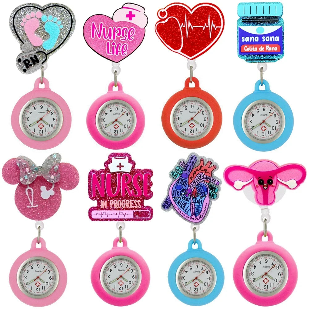 Krankenhaus Gesundheitswesen glänzendes Herz medizinische Icons Cartoon nette Krankenschwester Arzt Taschenuhren Hängeuhr Geschenk Uhr