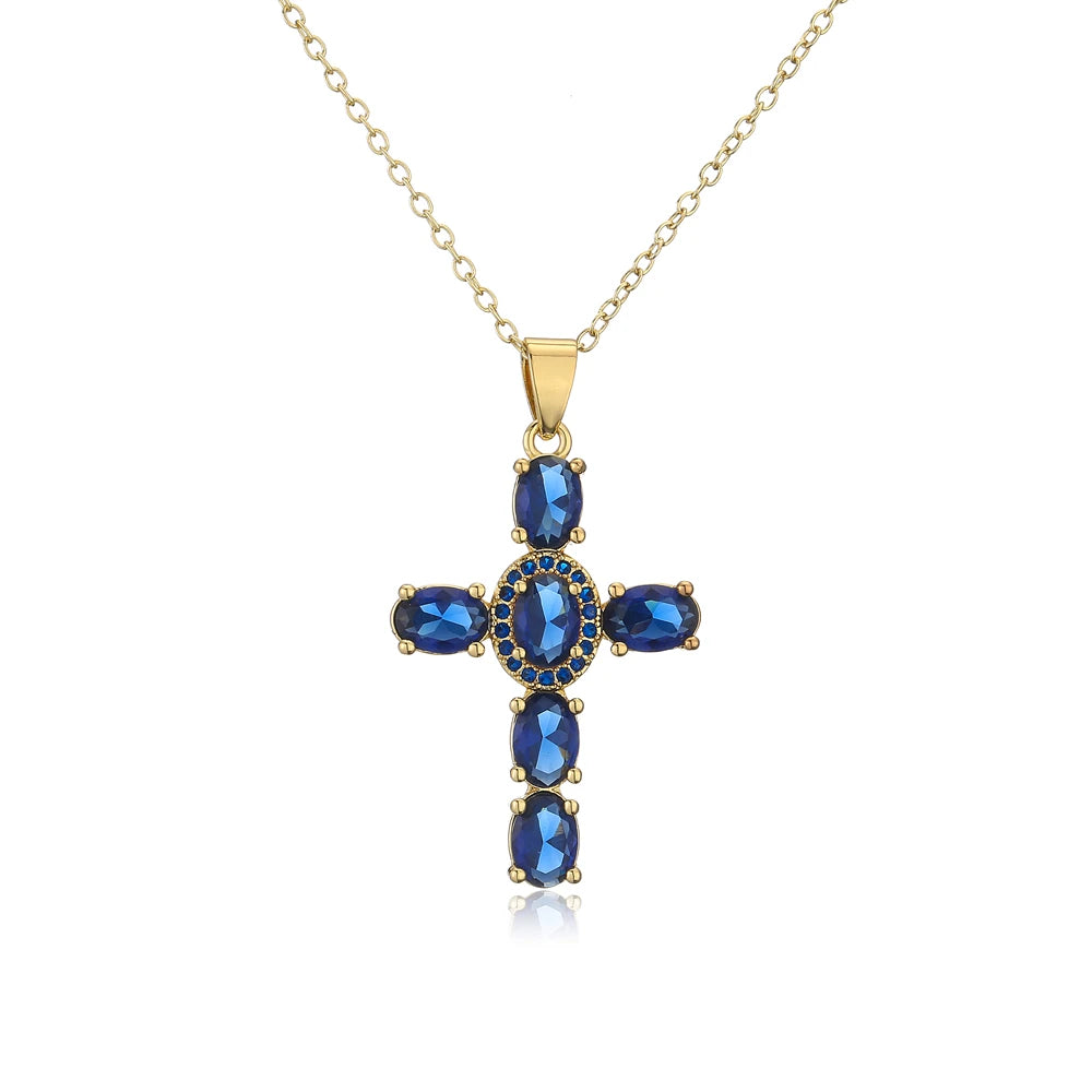 NEWBUY Classic Design Cross Pendant Necklace For Women 2026 Hot Sale Luxury AAA Cubic Zirconia Crystal Christian Jewelry Gift