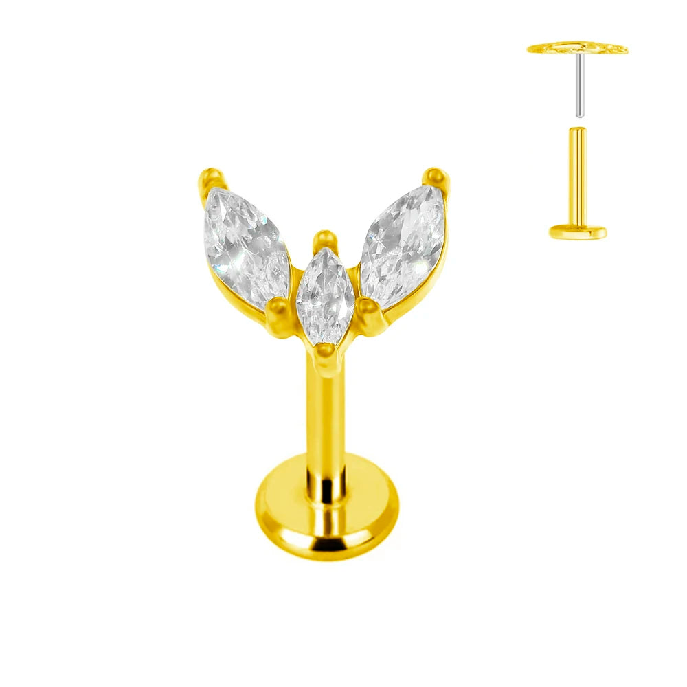 ASTM F136 G23 Titan Ohrstecker Blume 16G 18G 20G Threadless Piercing Blatt Push-in Lippenstecker Daith Labret Conch