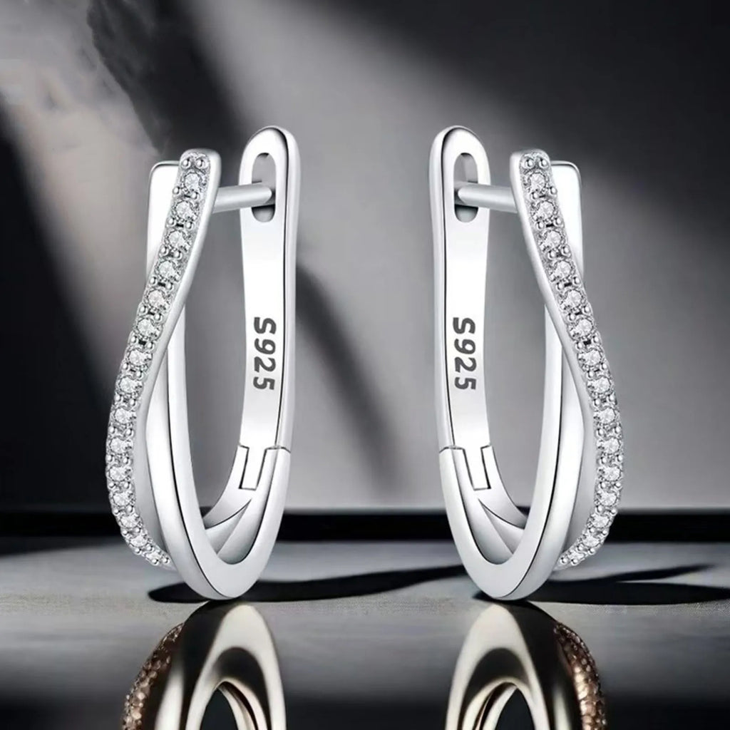 925er Silber Stern Gedrehte Linie Ohrringe Schmuck Vielseitige Creolen für Frauen Schmuck Feine Geburtstagsgeschenke