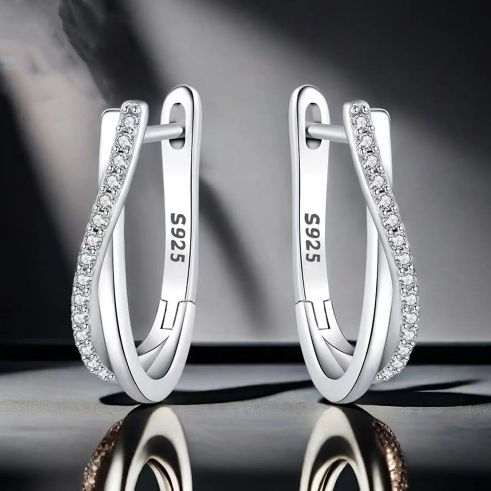 Pendientes de Aro Versátiles de Plata 925 con Estrella y Línea Trenzada para Mujer, Joyería Fina, Regalos de Cumpleaños