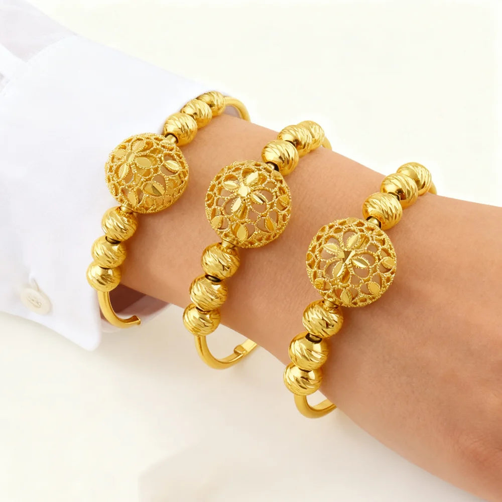 Äthiopisch-hawaiianischer Schmuckarmreif, 18 Karat vergoldet, Armband für Damen, Blumenarmreif, afrikanisch, kostenloser Versand, Valentinstagsgeschenk