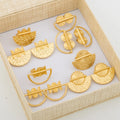 Trendige Ohrringe und Ring Schmuckset mit Geschenkbox, 18k vergoldete Clip-Ohrringe und Fingerring-Set für Party, Verlobung, Braut