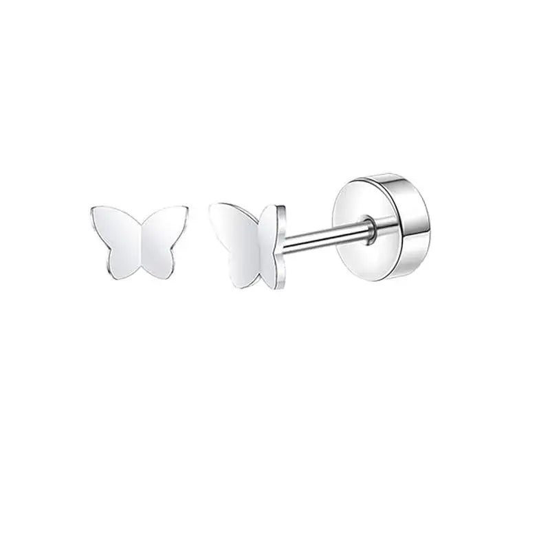 2er-Set Edelstahl Herz-Mond-Ohrstecker Schraubkugel-Ohrstecker für Frauen Mode Ohr Tragus Knorpel Piercing