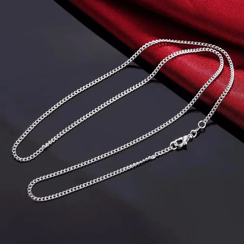 Neue 925 Sterling Silber Halskette 16/18/20/22/24/26/28/30 Zoll 2MM Saitenkette für Damen Herren Hochwertiger Schmuck Geschenke