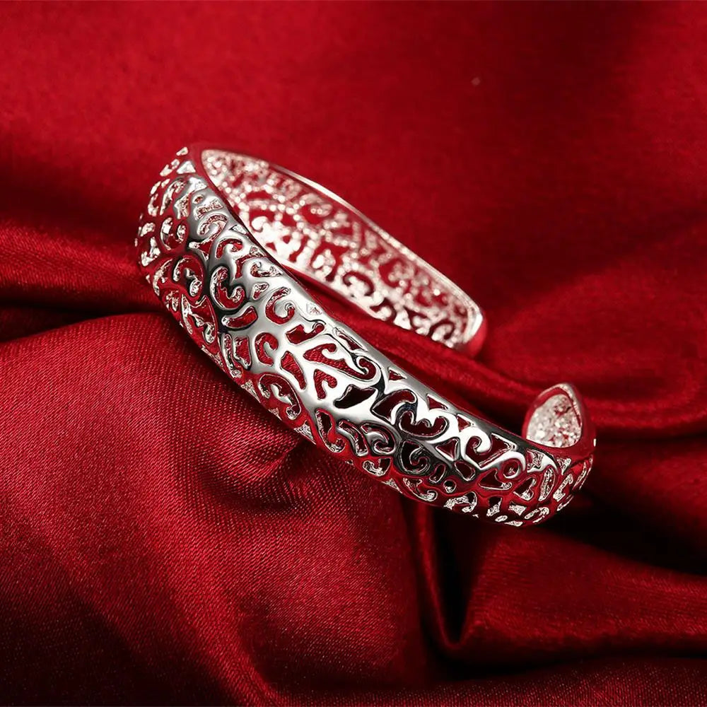 Großhandel Feine 925 Sterlingsilber Armreifen Armband Charms Herz Offen für Frauen Damen Schmuck Anpassung Manschette Hochzeitsgeschenk