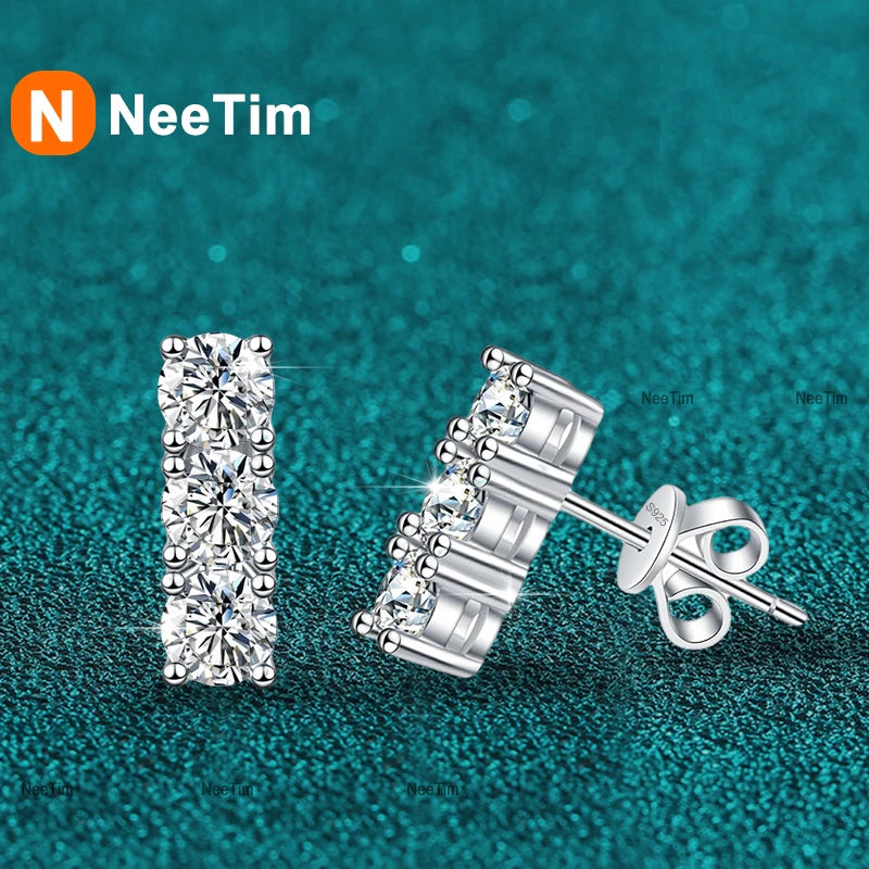 NeeTim 1.2cttw Voll Moissanit Ohrstecker für Frauen 3.5mm Edelstein Labor Diamant Ohrstecker 925 Sterlingsilber Schmuck